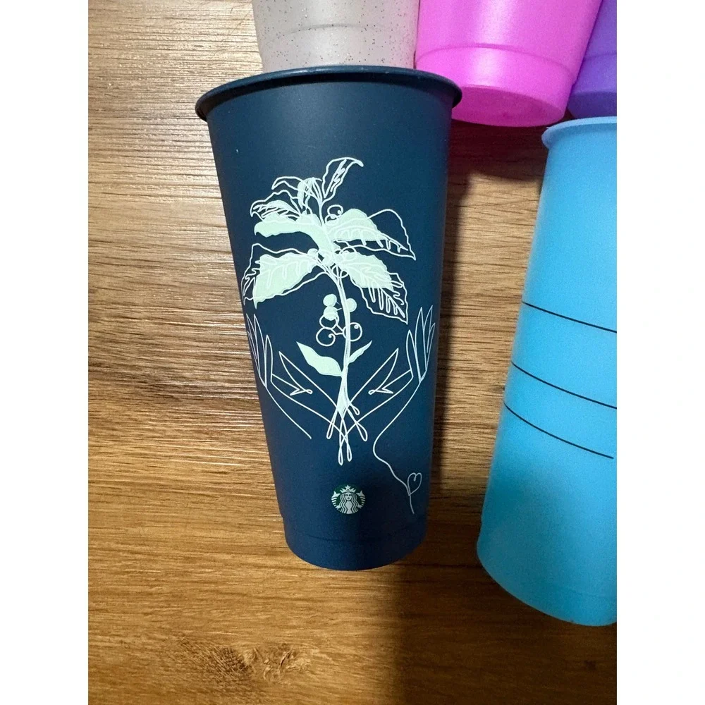 Starbucks Reusable Cold Cup 5pk Set No Lids Tumblers Pink Blue Purple